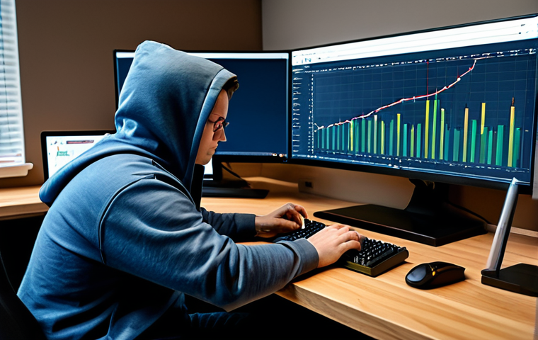 A focused gamer, fully clothed in a comfortable, modest hooded sweatshirt and jeans, sits at a clean, modern desk. On a large monitor, a data visualization displays charts and graphs representing resource management and strategic planning for a fantasy game's in-game currency. The gamer holds a pen, deep in thought, with a subtle, determined expression. The background is a tidy home office with soft, professional lighting. Perfect anatomy, correct proportions, natural pose, well-formed hands, proper finger count, natural body proportions. High-resolution digital painting, professional photography, appropriate content, safe for work, family-friendly.
