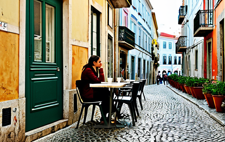Modern Lisbon Cafe**

"A bustling cafe scene in Lisbon, Portugal. A young woman, fully clothed in a stylish but modest dress and comfortable shoes, sits at an outdoor table, sipping a 'bica' (espresso). Sunlight streams through the colorful buildings in the Alfama district in the background. Cobblestone streets and potted plants add to the charm.  safe for work, appropriate content, professional photography, perfect anatomy, correct proportions, natural pose, well-formed hands, proper finger count, family-friendly, high detail, realistic."

**
