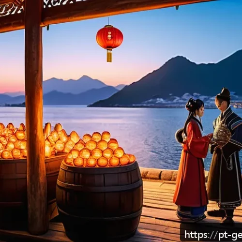 원신 팬 픽션 창작 가이드 - A detailed scene of two original Genshin Impact characters interacting naturally in the vibrant Liyu...